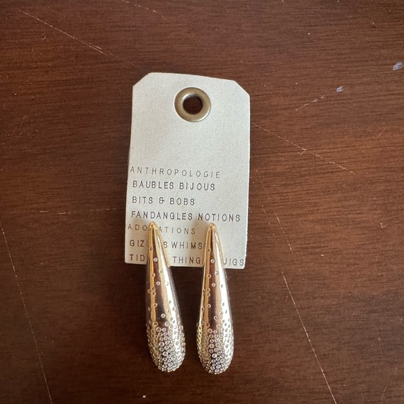 Anthropologie Pave Triangle Drop Earrings Gold NWT - Picture 4 of 6